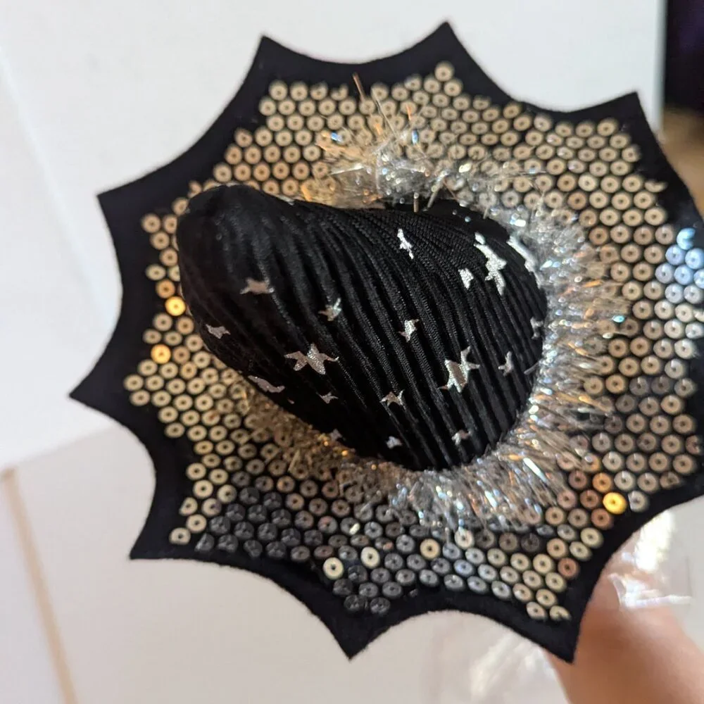 NWT Silver Stars Mini Witch Hat Floral Pick Sequins Ashland Halloween Decoration